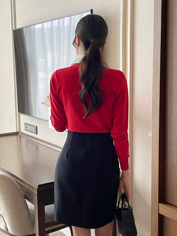 Meren Shirt Layered Knit Cardigan